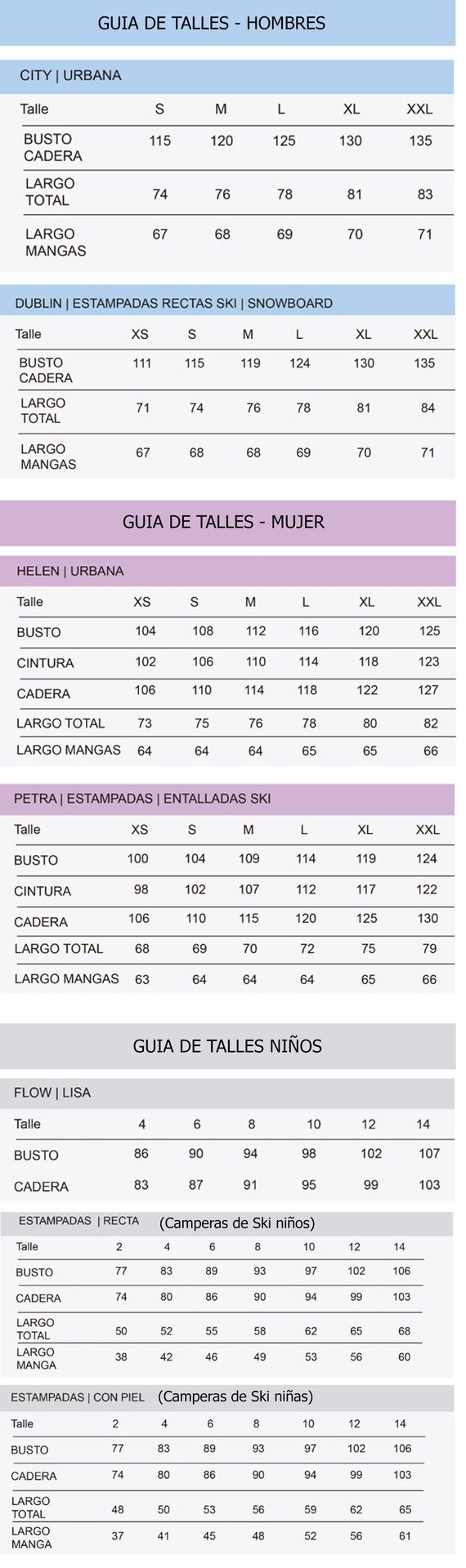 Tabla de talles