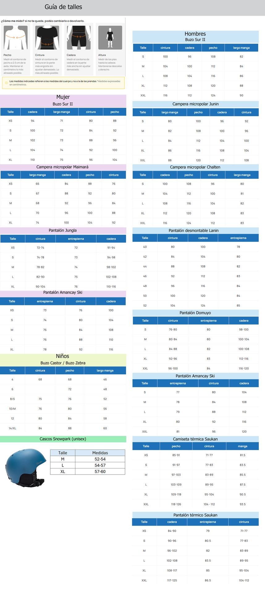 Tabla de talles