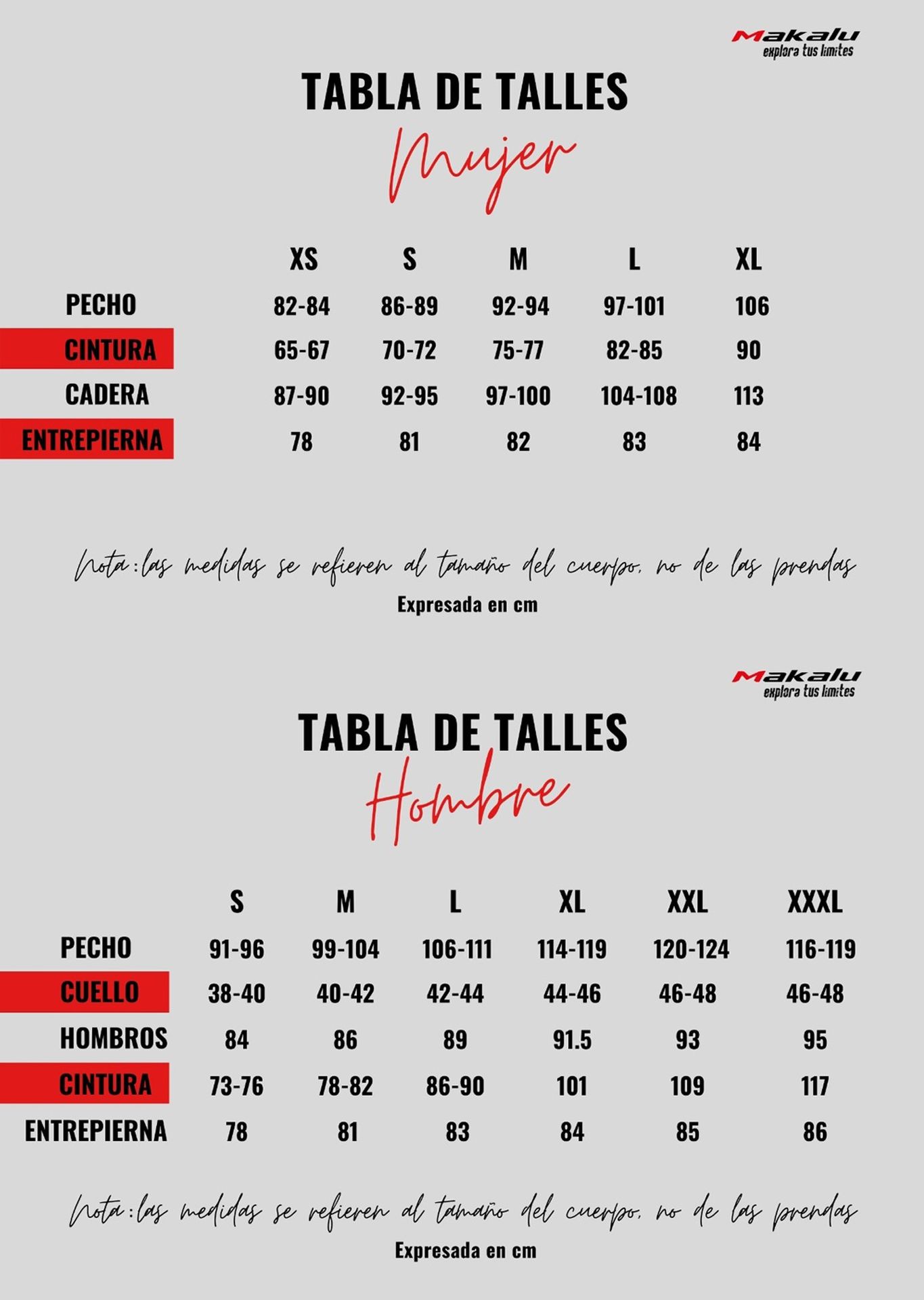 Tabla de talles